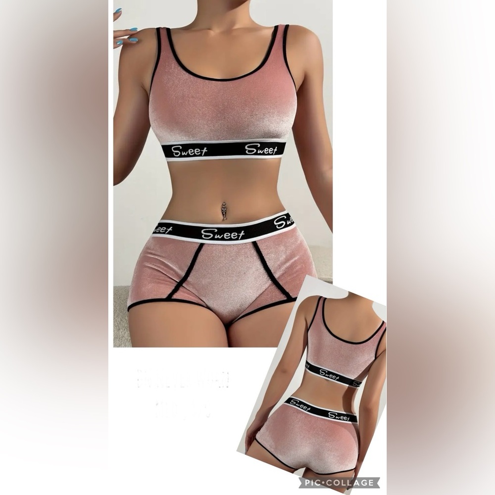 Women's Pink Sports Bra n Boy Short Set
